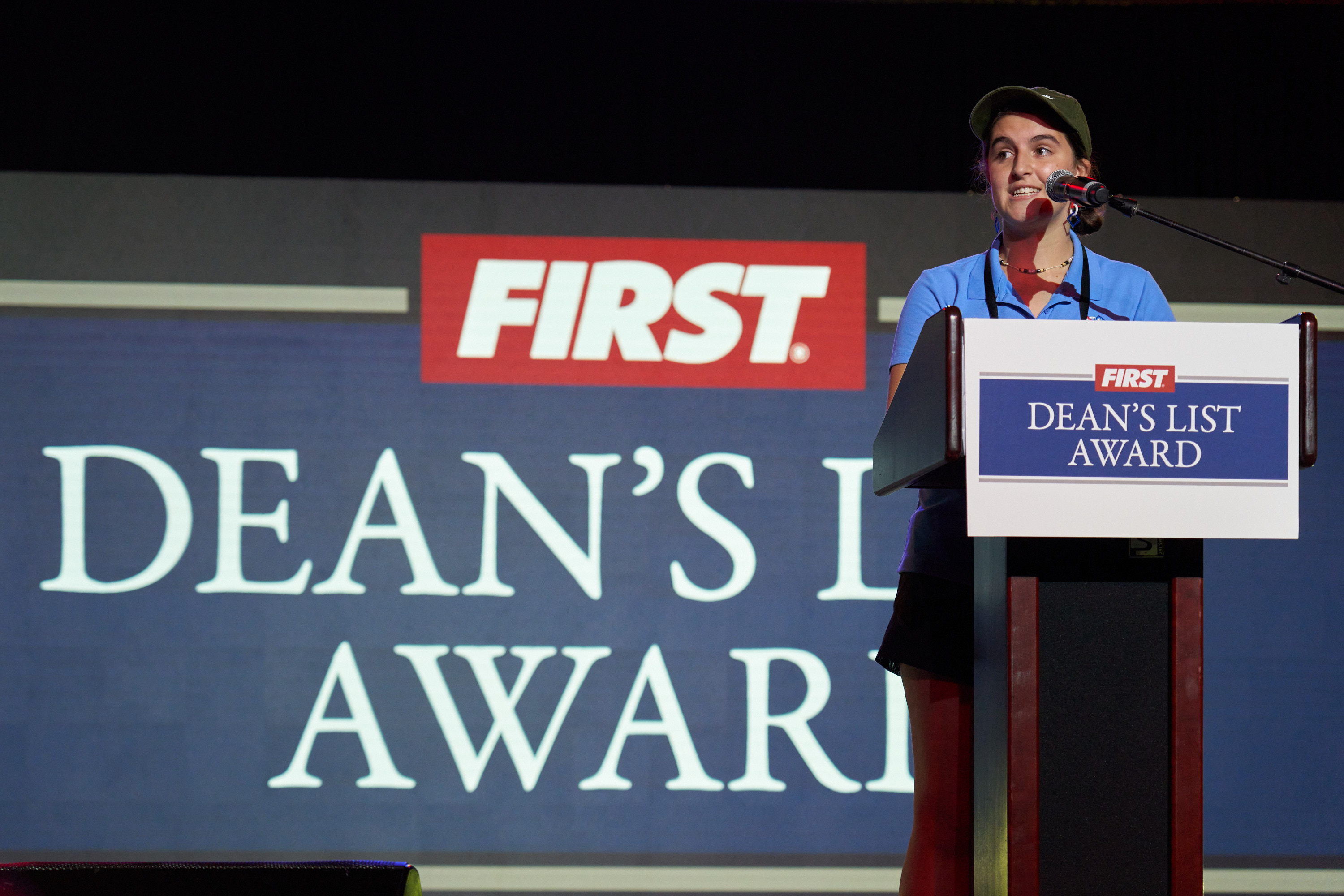 Mim Macdonell delivers an address to the Dean's List Finalists at FIRST Championship